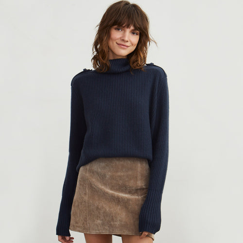 Shaker Turtleneck w/ Epaulets