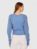 Tie Front Rib Cardigan in Cielo