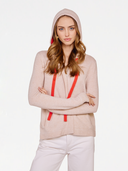 Hoodie W/ Contrast Ties in Basket/Coral