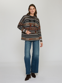 Jacquard Hoodie w/ Tassels in Neutral Multi