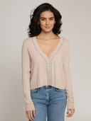 V-Neck Cardigan w/ Tubular Lacing in Basket Combo