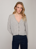 V-Neck Cardigan w/ Tubular Lacing in Sweatshirt Combo