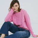 6 Ply Open Cable Crew in Carnation