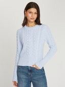 R13411 | 8 Ply Shrunken Cabled Crew in Ozone | Autumn Cashmere