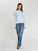 8 Ply Shrunken Cabled Crew in Ozone