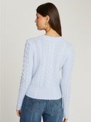 8 Ply Shrunken Cabled Crew in Ozone