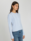 8 Ply Shrunken Cabled Crew in Ozone