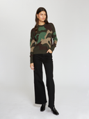 R13482 | Autumn Cashmere | Camo Intarsia Crew in Green Combo