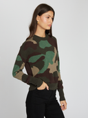 Camo Intarsia Crew in Green Combo