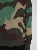 Camo Intarsia Crew in Green Combo