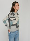 Camo Intarsia Crew in Grey Combo