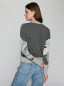 Camo Intarsia Crew in Grey Combo