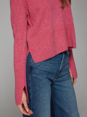 Cropped Boxy Crew W/ Slits in Red Velvet