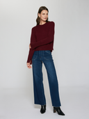 R13534 | Cropped Boxy Crew w/ Slits in Pinot | Autumn Cashmere