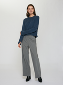 R13534 | Cropped Boxy Crew w/ Slits in Steel Blue | Autumn Cashmere