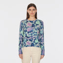 Multi Color Floral Crew in Blue