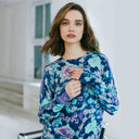 Multi Color Floral Crew in Blue
