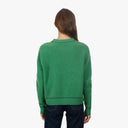 Shaker Crew W/ Contrast Stitch Detail in Foliage/Navy