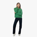 Shaker Crew W/ Contrast Stitch Detail in Foliage/Navy