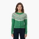 Crew Neck Cardi W/ Fair Isle in Foliage Combo