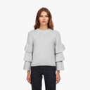 Tiered Ruffle Sleeve High Crew in Sweatshirt