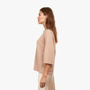 Oversized Tee W/ Rhinestone Trim in Cappuccino