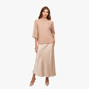 Oversized Tee W/ Rhinestone Trim in Cappuccino