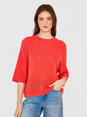 Short Sleeve Mesh Raglan Crew in Coral