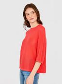 Short Sleeve Mesh Raglan Crew in Coral