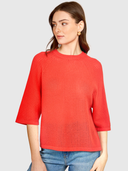 Short Sleeve Mesh Raglan Crew in Coral