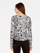 Rose Print Crew in Black and White
