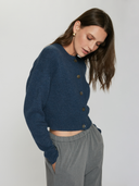 Cropped Cardigan in Steel Blue
