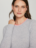 Rib Crew W/ Blanket Stitch Neckline in Cinderblock/Plexiglass