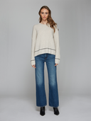 Rib V W/ Contrast Whipstitch Borders in Mojave/Pepper | Autumn Cashmere | R14330