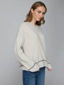 Rib V W/ Contrast Whipstitch Borders in Mojave/Pepper