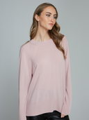 Relaxed Fit Raglan Crew W/ Rib Detail in Pink Heather