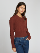 V-Neck W/ High Cuffs in Root Beer