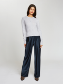 Puff Sleeve Popcorn Stitch Cardigan in Cinderblock