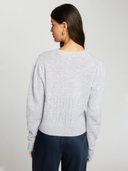 Puff Sleeve Popcorn Stitch Cardigan in Cinderblock
