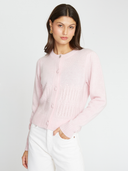 Puff Sleeve Popcorn Stitch Cardigan in Cotton Candy