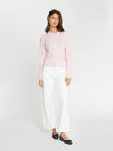 Puff Sleeve Popcorn Stitch Cardigan in Cotton Candy