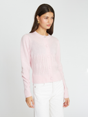 Puff Sleeve Popcorn Stitch Cardigan in Cotton Candy