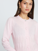Puff Sleeve Popcorn Stitch Cardigan in Cotton Candy