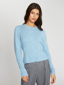 Puff Sleeve Popcorn Stitch Cardigan in Heather