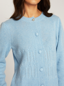 Puff Sleeve Popcorn Stitch Cardigan in Heather
