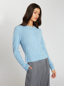 Puff Sleeve Popcorn Stitch Cardigan in Heather