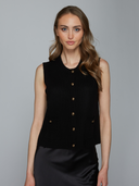 Button Front Vest w/ Pockets in Black | Autumn Cashmere | R14374