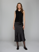 Button Front Vest w/ Pockets in Black | Autumn Cashmere | R14374