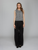 Button Front Vest w/ Pockets in Cement | Autumn Cashmere | R14374
