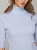 Cropped Elbow Sleeve Rib Turtleneck in Ozone